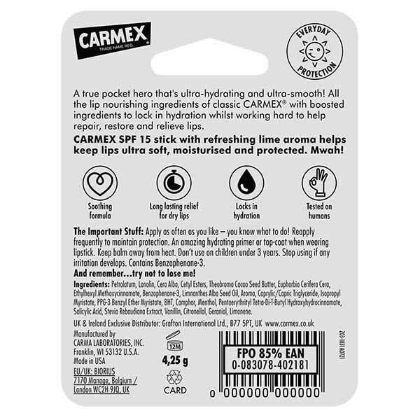Carmex Ultra Moisturising Lip Balm Lime Twist SPF 15 4.25g
