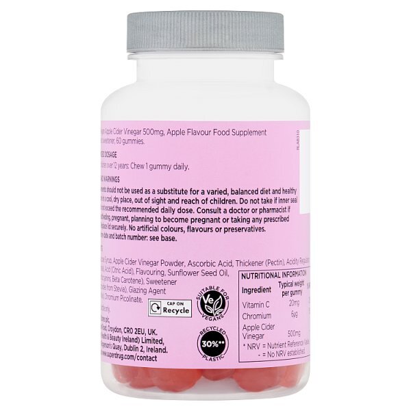 Superdrug Apple Cider Vinegar Gummies 500mg 60s
