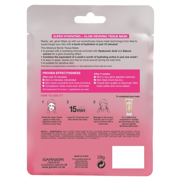 Garnier Moisture Bomb Sakura Hydrating Face Sheet Mask