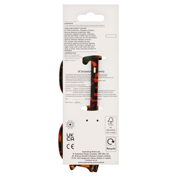 Superdrug Rounded Square Sunglasses Tortoiseshell