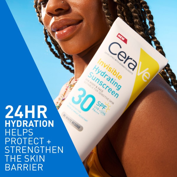 CeraVe Invisible Hydrating Sunscreen SPF 30 for body, face, & all skin types with 3 essential ceramides 177 ml