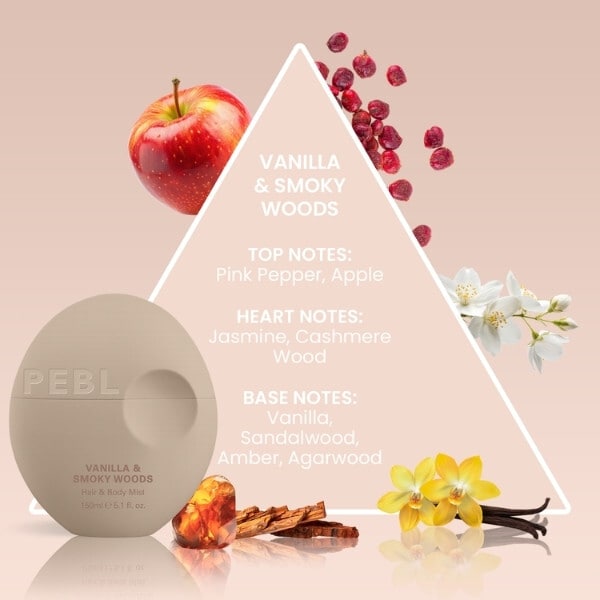 Pebl Vanilla & Smoky Woods Hair & Body Mist 150Ml