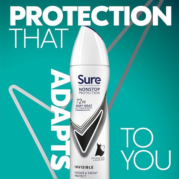 Sure Antiperspirant Deo Aerosol Nonstop Inv B&W 150ml