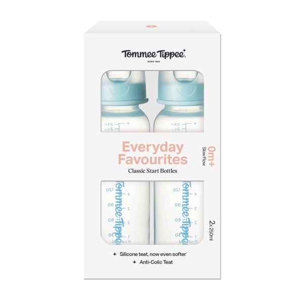 Tommee Tippee Classic Start Baby Bottles, Pack of 2, 250ml