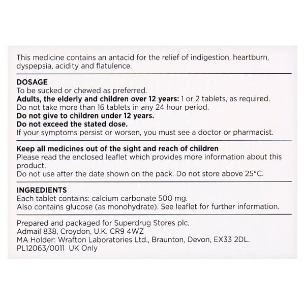 Superdrug Indigestion Relief Tablet Peppermint 48