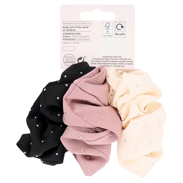 Studio London Diamante Scrunchies 3pk