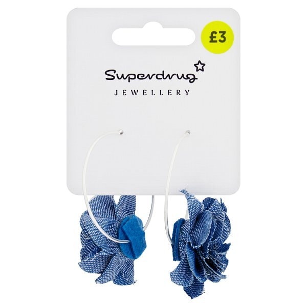 Superdrug Denim Flower Hoops