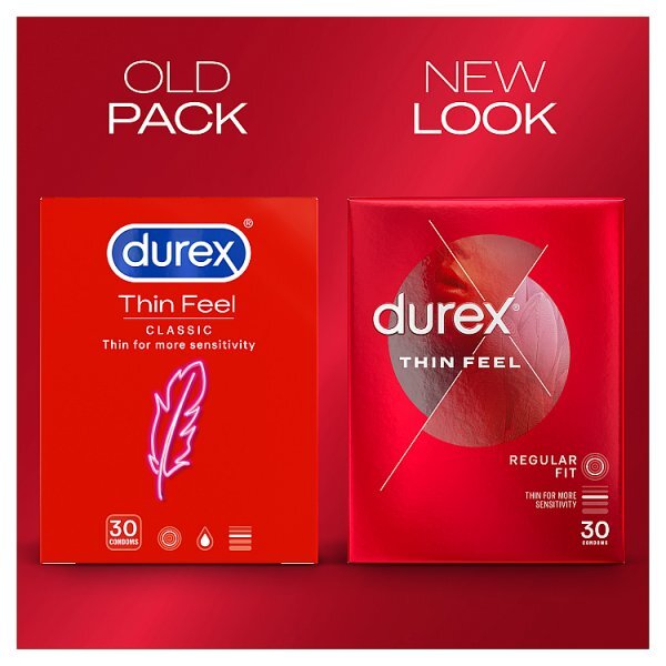 Durex Thin Feel Condoms Enhanced Sensitivity Regular Fit 30s