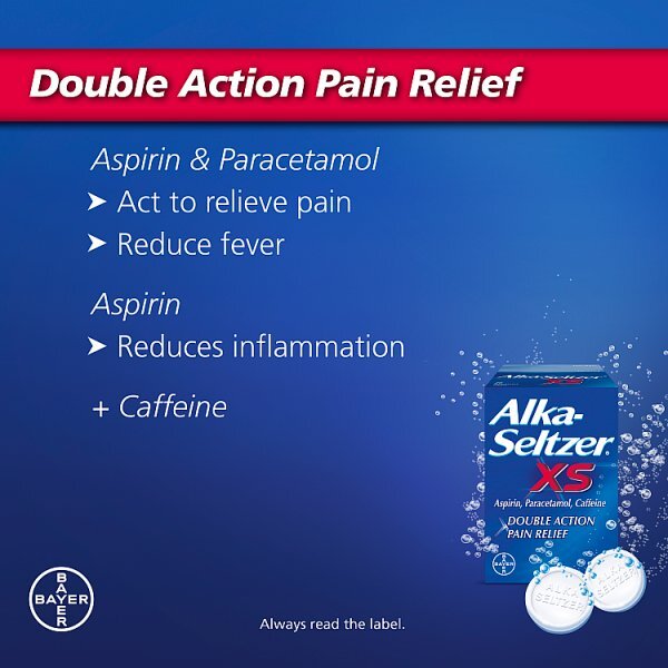 Alka Seltzer Antacid XS Effervescent Pain Relief 20 Tablets