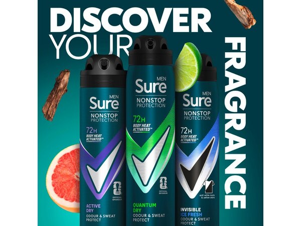 Sure Men Nonstop Protection Quantum Dry Anti-Perspirant Aerosol 250 ml