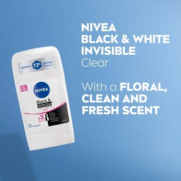 NIVEA Black & White Anti-Perspirant Deodorant Stick, 50ml