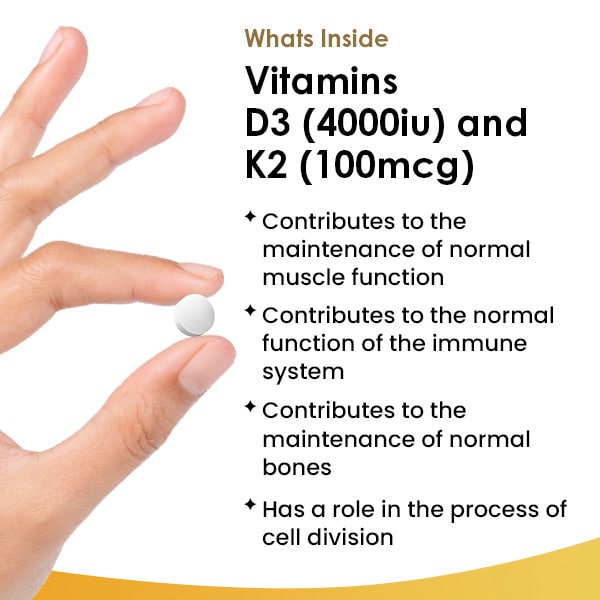 New Leaf Vitamin D3 & K2 Tablets D3 4000iu + K2 100mcg