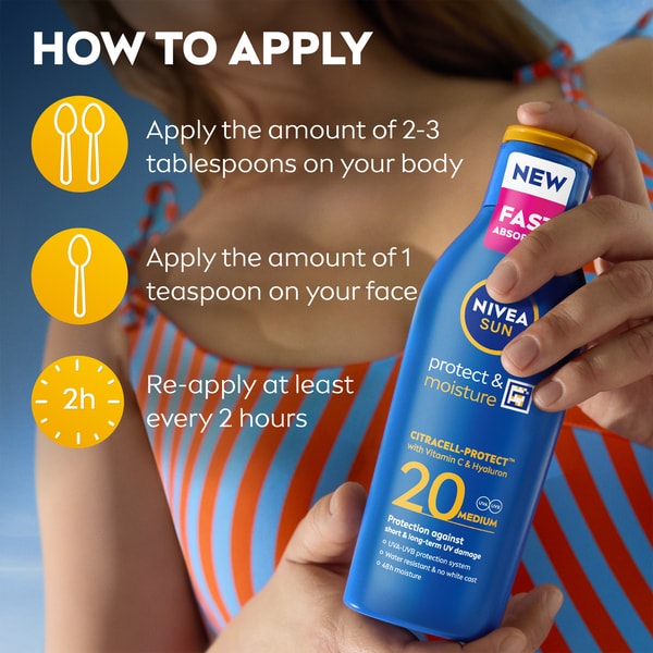 NIVEA SUN Protect & Moisture Sun Cream Lotion SPF 20, 200ml