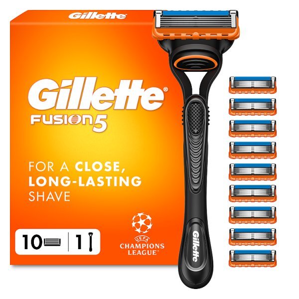 Gillette Fusion Value Pack, Razor + 10 Razor Blades