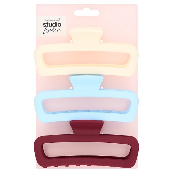 Studio London Blue & Burgundy Matte Claw Clips 3 Pack