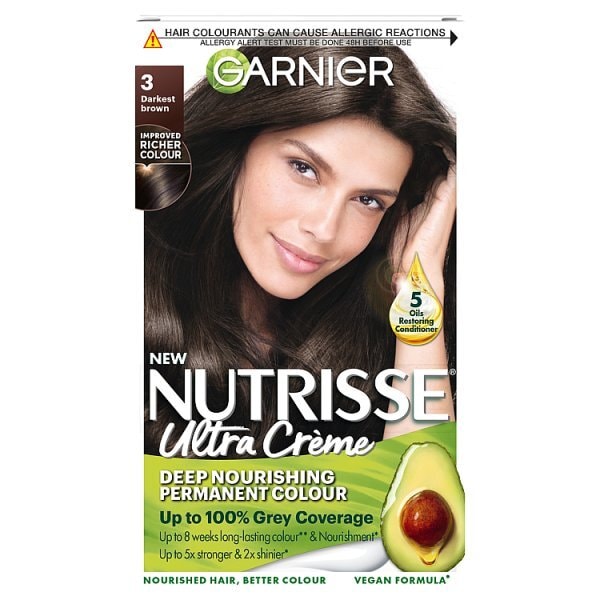 Garnier Nutrisse 3 Darkest Brown Permanent Hair Dye