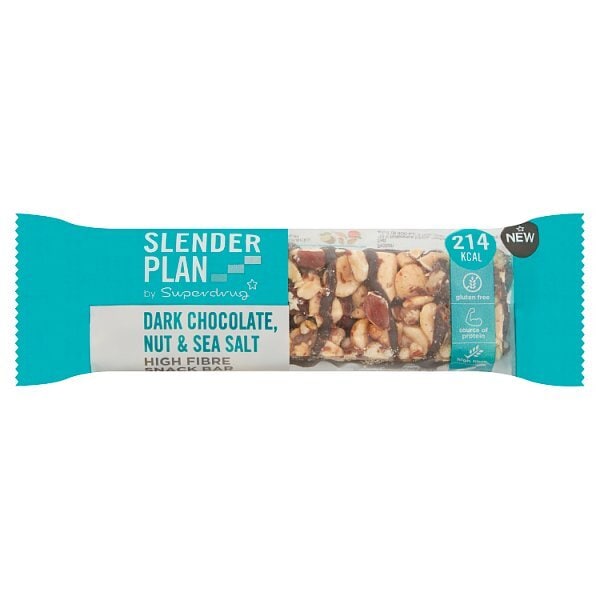 Superdrug Slenderplan Dark Chocolate & Sea Salt Nut Bar 40g