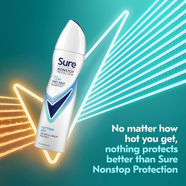 Sure Antiperspirant Deodorant Aerosol Nonstop Cotton 150ml