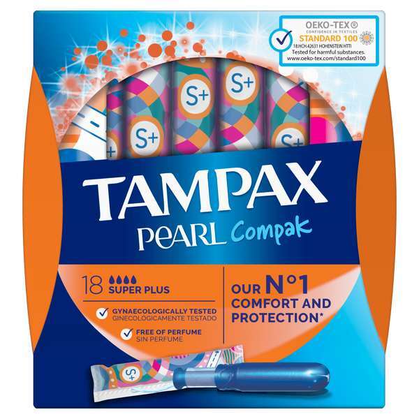 Tampax Compak Pearl Super Plus Applicator Tampons Single X18