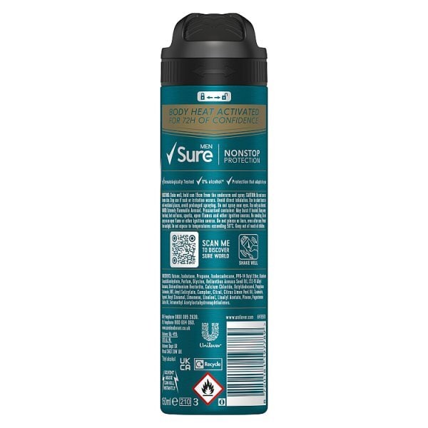 DNR Sure Men Antiperspirant Deo Aerosol Nonstop Sport Cool 150ml