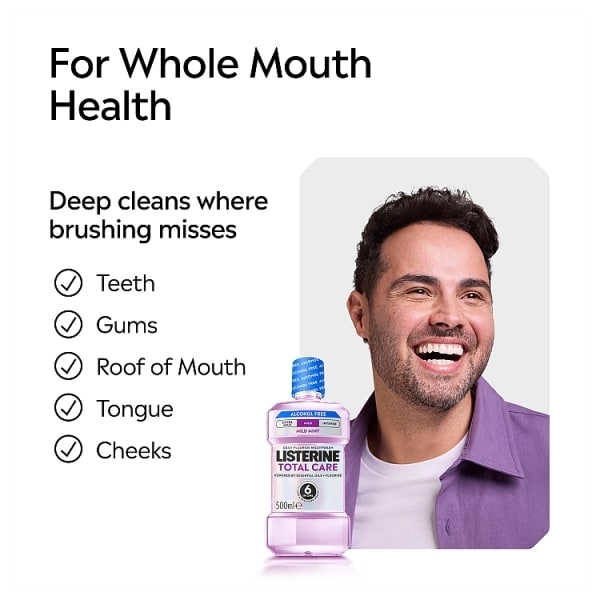 Listerine Total Care Mild Taste Alcohol Free Mouthwash 500ml
