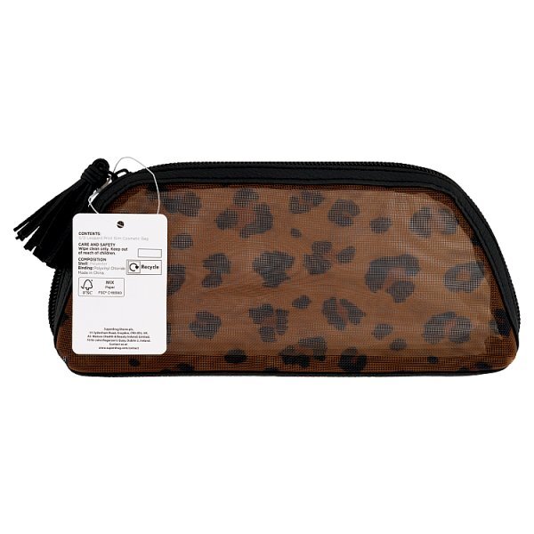Superdrug Black Leopard Slim Cosmetic Bag