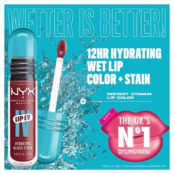 NYX Lip IV Hydating Gloss Stain Lip Gloss Bubblegum Burst 5ml