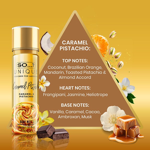 So&? Unique Caramel & Pistachio Body Mist 150Ml