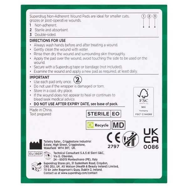 Superdrug Non-Adherent Wound Pad Small