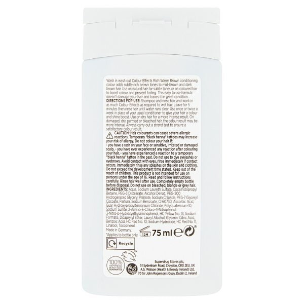 Superdrug Colour Effects Wash In Wash Out Warm Brown 4.0