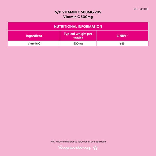 Superdrug Vitamin C 500mg 90s