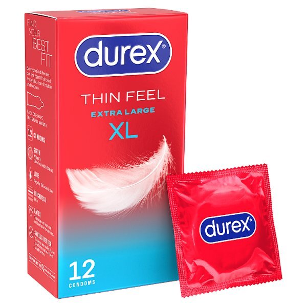 Durex Thin Feel XL Condoms More Sensitivity Wide Fit 12s