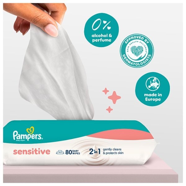 Pampers Sensitive Baby Wipes Plastic Free -12 Pack(624wipes)