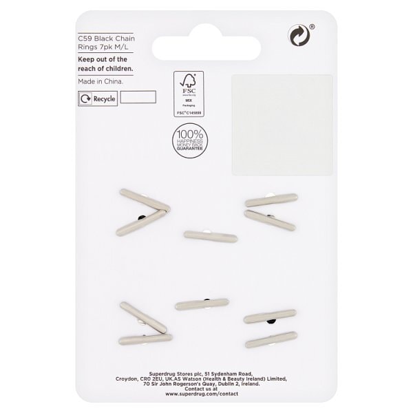 Superdrug Black Chain Rings 7pk M/L