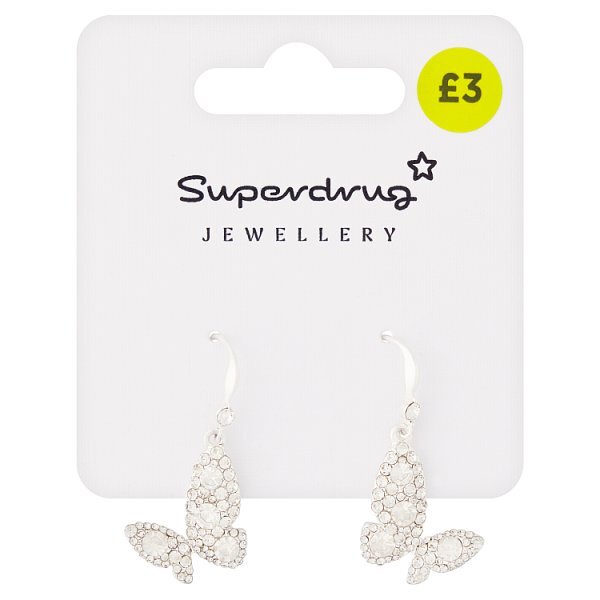 Superdrug Diamante Butterfly Earrings