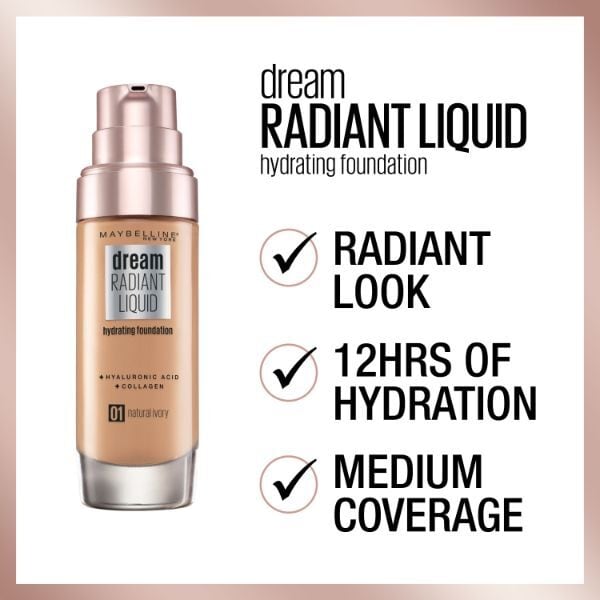 Maybelline Dream Radiant Liquid Foundation 03 True Ivory