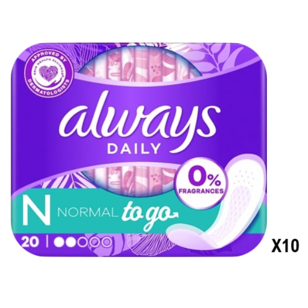 Always Dailies Fresh Liners Folded& Wrapped to Go x10 Bundle