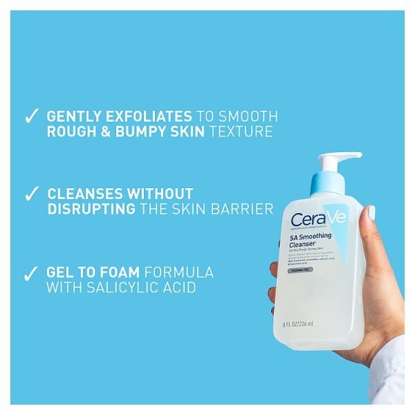 CeraVe Skin Smoothing Cleanser with Salicylic Acid & Hyaluronic Acid for Dry Rough and Bumpy Skin 473ml
