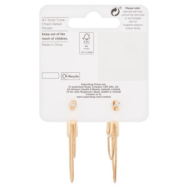 Superdrug Gold Tone Chain Detail Hoops
