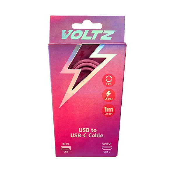 Voltz Usb To Usb-C Cable Pink