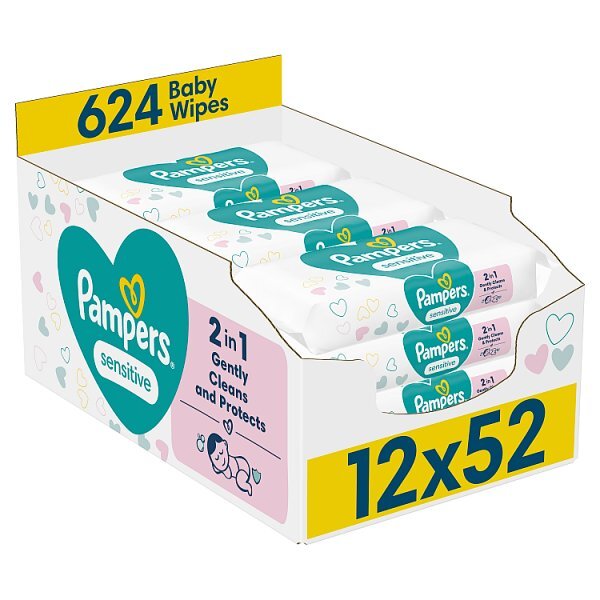 Pampers Sensitive Baby Wipes Plastic Free -12 Pack(624wipes)