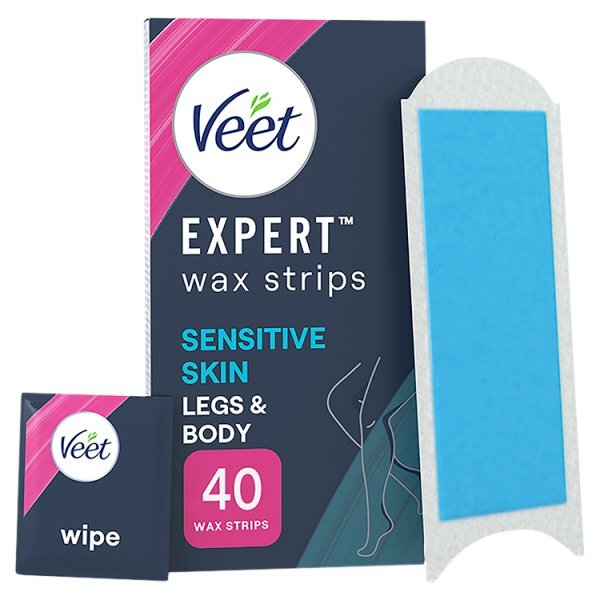 Veet Expert Wax Strips Legs Body Sensitive Hair Removal 20s