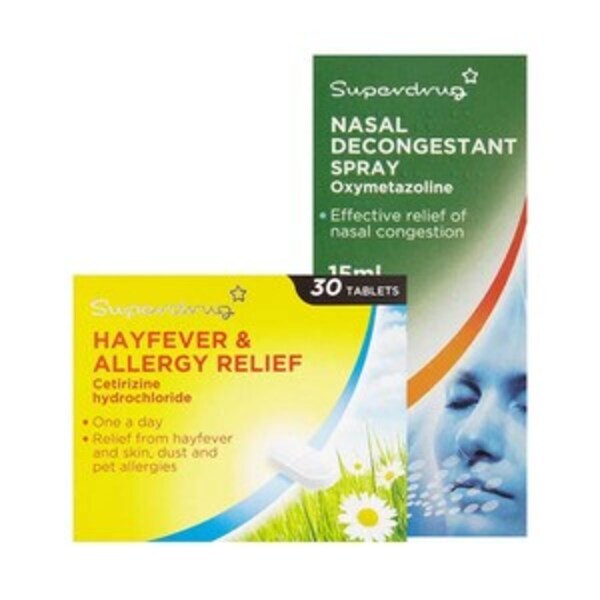 Superdrug Cetirizine One a day & Nasal Decongestant Spray Bundle