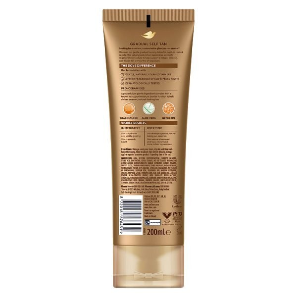 Dove Summer Revived Sunless Gradual Tan Lotion Sunkissed Glow + Pro-Ceramides in Medium to Dark 200ml