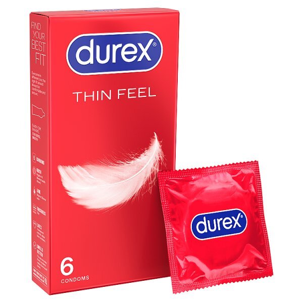 Durex Thin Feel Condoms Enhanced Sensitivity Regular Fit 6s