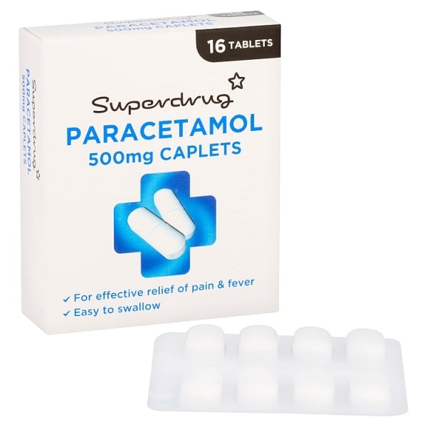 Superdrug Paracetamol 500mg Caplets X 16