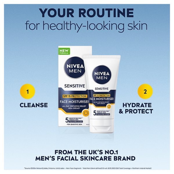 Nivea Men Sensitive Moisturiser Spf15 With 0% Alcohol 75Ml