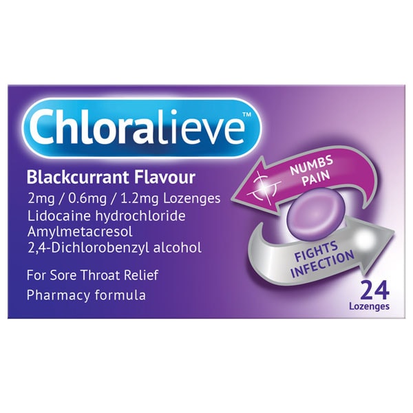 Chloralieve Blackcurrant Flavour Lozenge 24 Pack