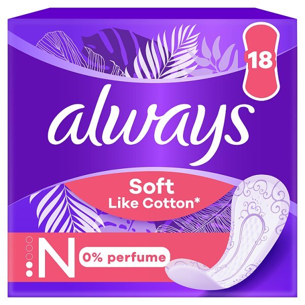 Always Soft Like Cotton Normal Liners 0% Perfume x 18