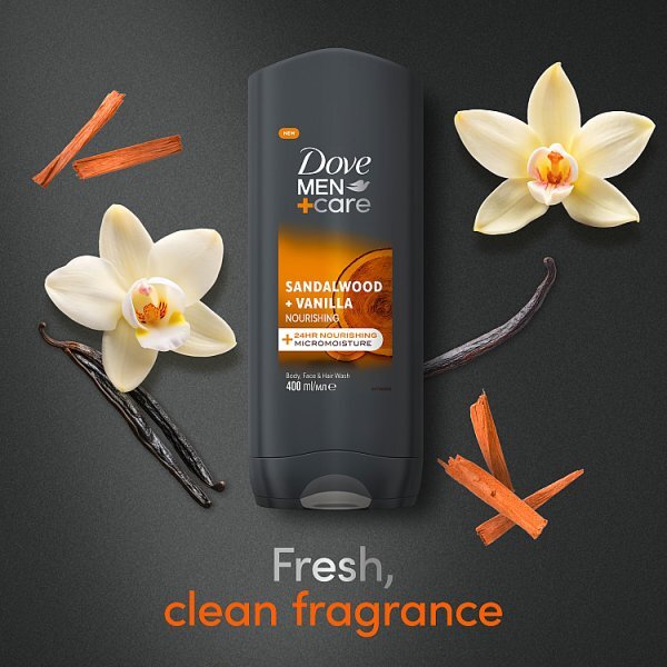 Dove Men+Care Sandalwood + Vanilla 3-in-1 Hair, Face & Body Wash 400ml